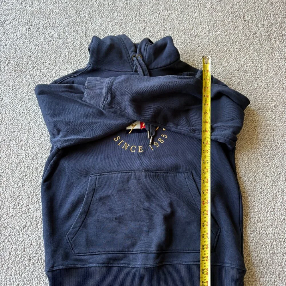 Tommy Hilfiger Hoodie Mens Small Navy Logo Preppy Classic Pullover - Picture 8 of 8